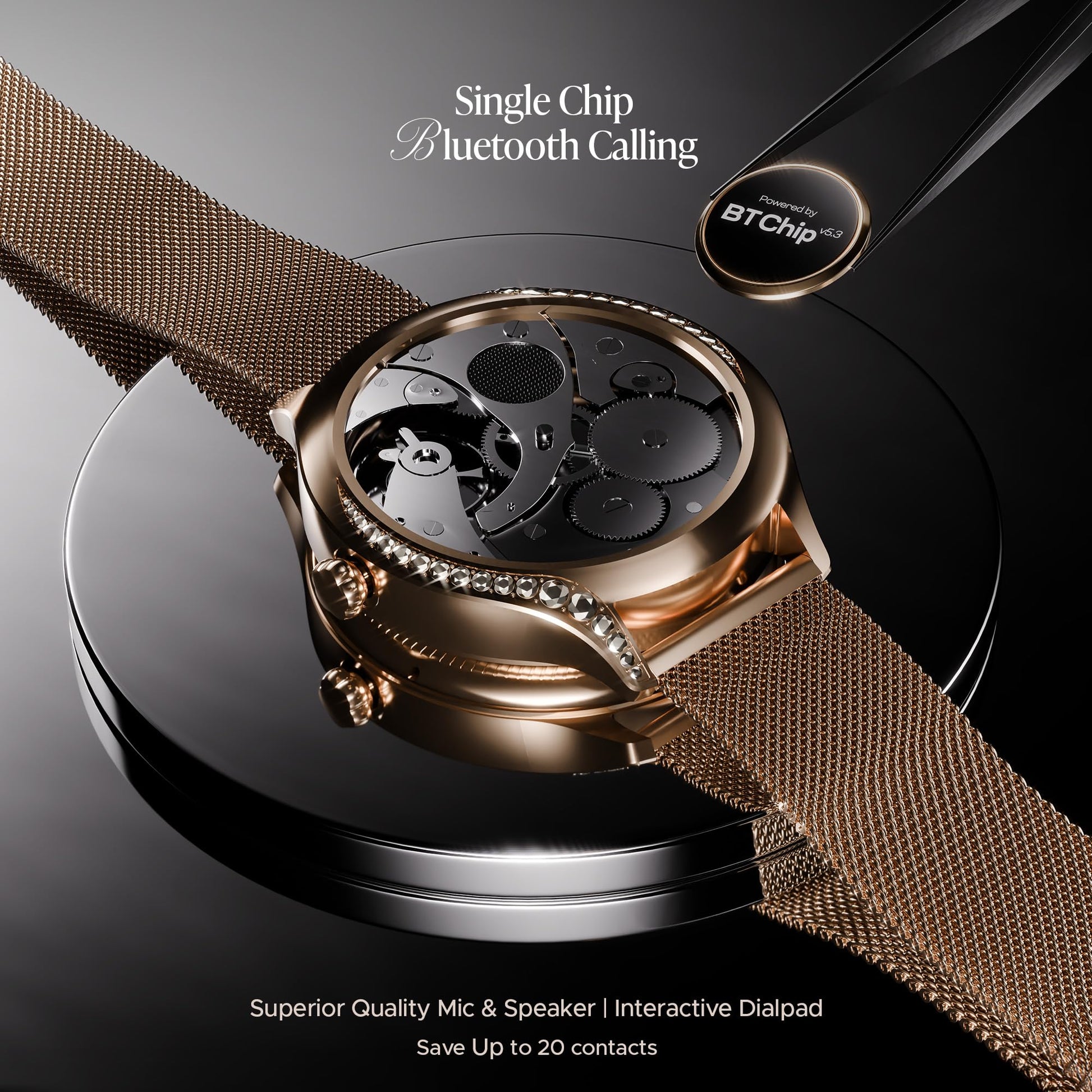 boAt Enigma Gem Women's Luxury Smart Watch w/ 1.19” (3.02cm) AMOLED Display, Emergency SOS Live Location Sharing, Watch Face Studio, QR Tray, BT Calling, 700+ Active Mode, HR & SpO2 (Rose Gold) SaumyasStore