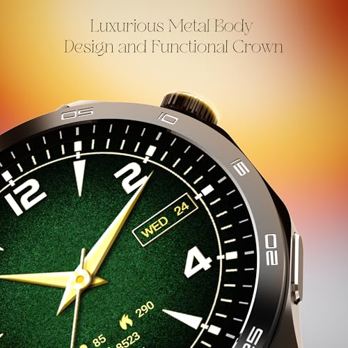 boAt Enigma Radiant Men's Luxury Watch w/Functional Crown,Bluetooth Calling, Upto 6 Days Battery, Sports Modes, Guided Breathing, 1.43"(3.63 cm) AMOLED Display Fitness Smart Watch (Deep Blue) SaumyasStore