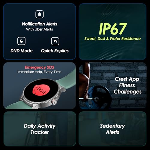 boAt Lunar Discovery w/ 1.39" (3.5 cm) HD Display, Turn-by-Turn Navigation, DIY Watch Face Studio, Bluetooth Calling, Emergency SOS, QR Tray, Smart Watch for Men & Women(Mint Green) SaumyasStore