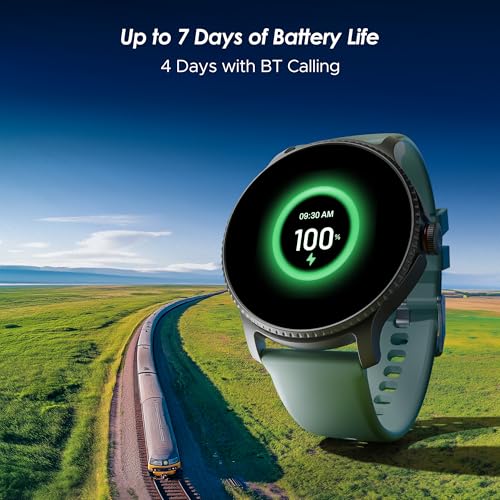 boAt Lunar Discovery w/ 1.39" (3.5 cm) HD Display, Turn-by-Turn Navigation, DIY Watch Face Studio, Bluetooth Calling, Emergency SOS, QR Tray, Smart Watch for Men & Women(Mint Green) SaumyasStore