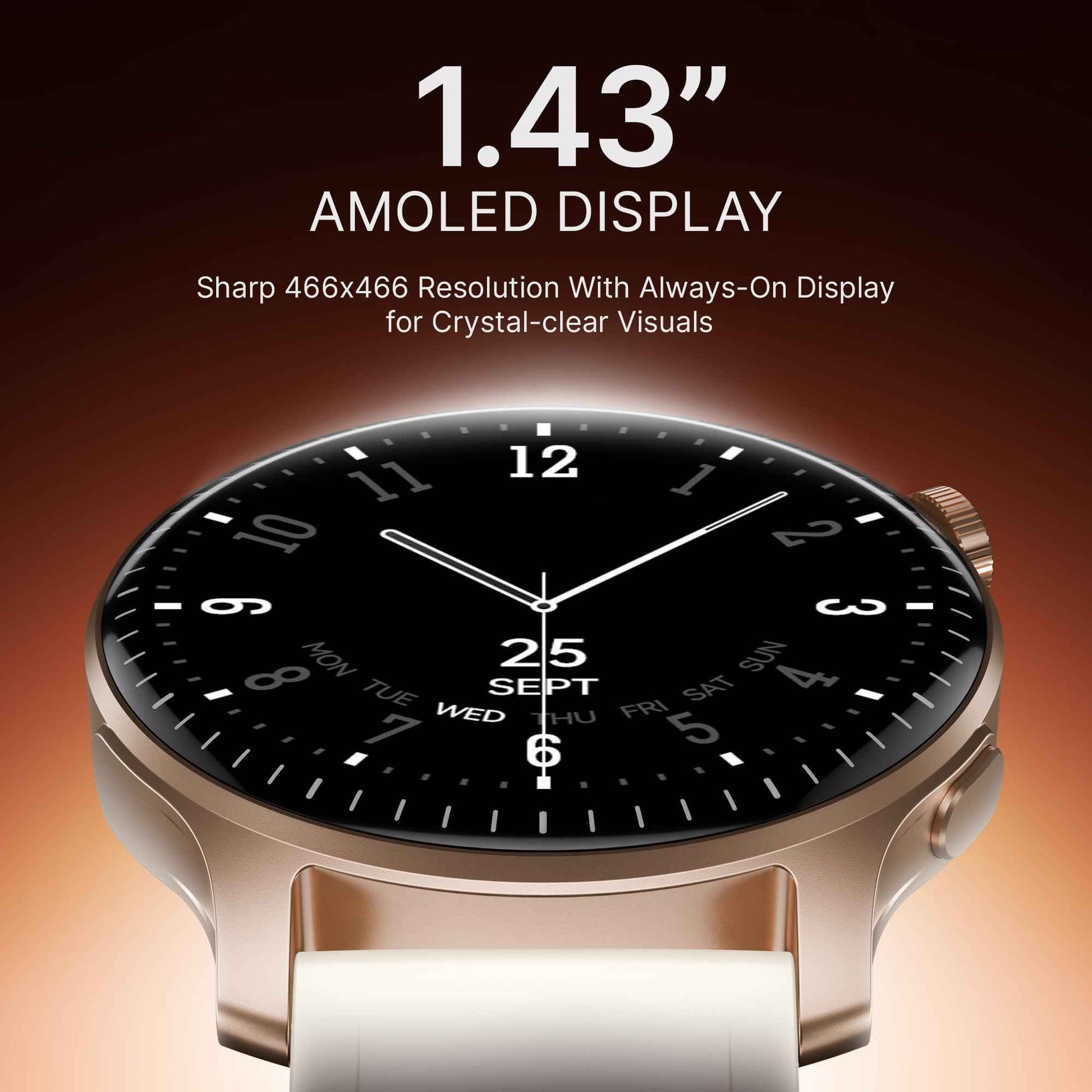 boAt New Launch Ultima Prime smartwatch with 1.43” AMOLED Display, Functional Crown, SOS, BT Calling, Notifications, IP68, Music & Camera Controls, 100+ Sports Modes, Watch Face Studio (Rose Gold) SaumyasStore