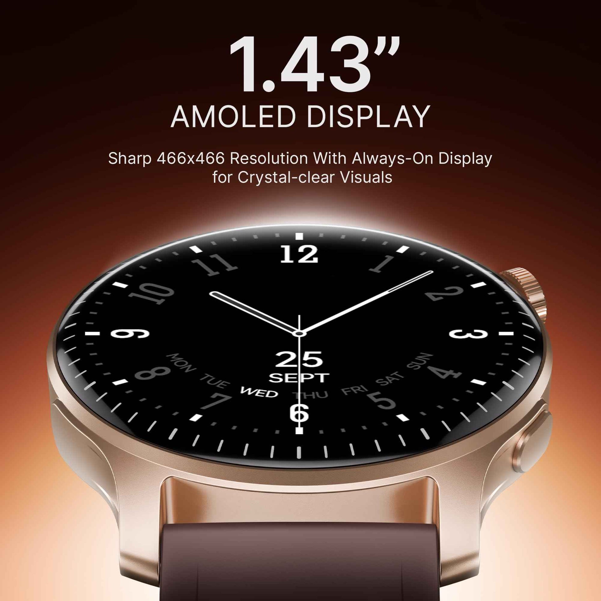 boAt New Launch Ultima Prime smartwatch with 1.43” AMOLED Display, Functional Crown, SOS, BT Calling, Notifications, IP68, Music & Camera Controls, 100+ Sports Modes, Watch Face Studio (Rose Gold) SaumyasStore