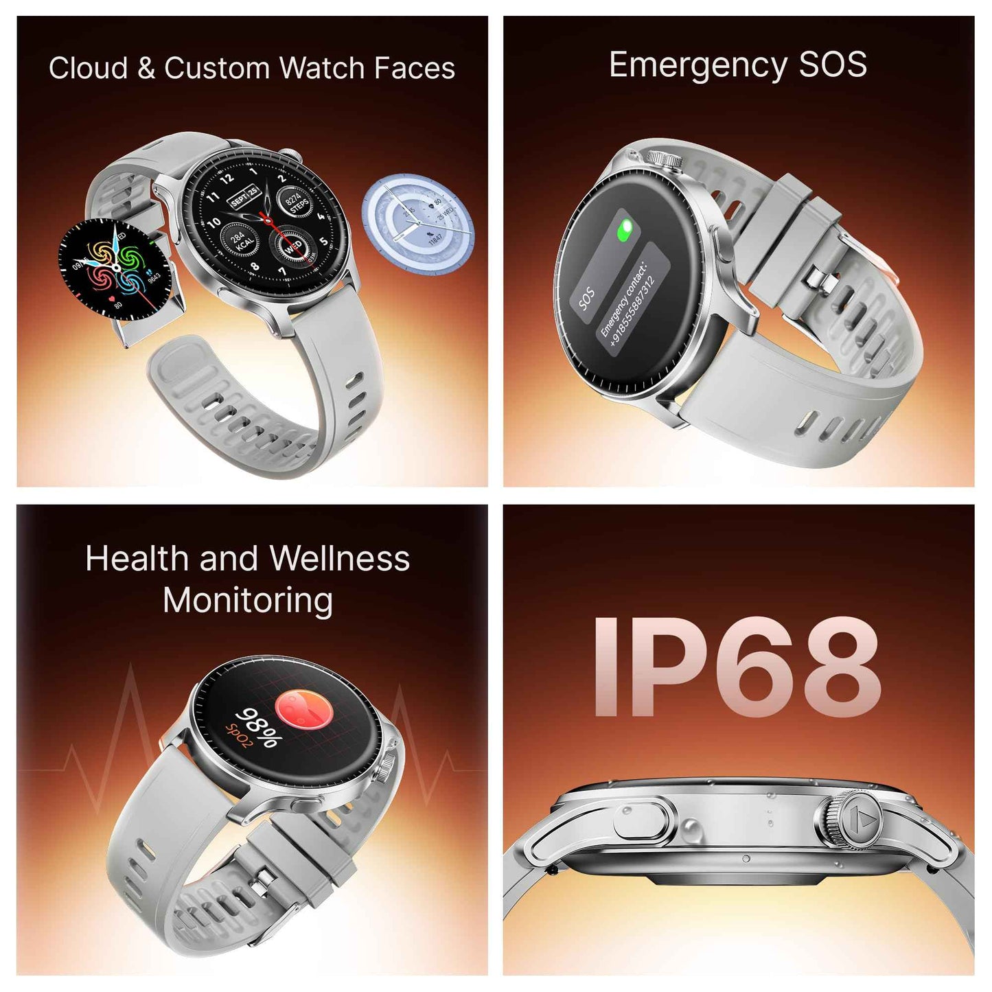 boAt New Launch Ultima Prime smartwatch with 1.43” AMOLED Display, Functional Crown, SOS, BT Calling, Notifications, IP68, Music & Camera Controls, 100+ Sports Modes, Watch Face Studio (Silver Mist) SaumyasStore