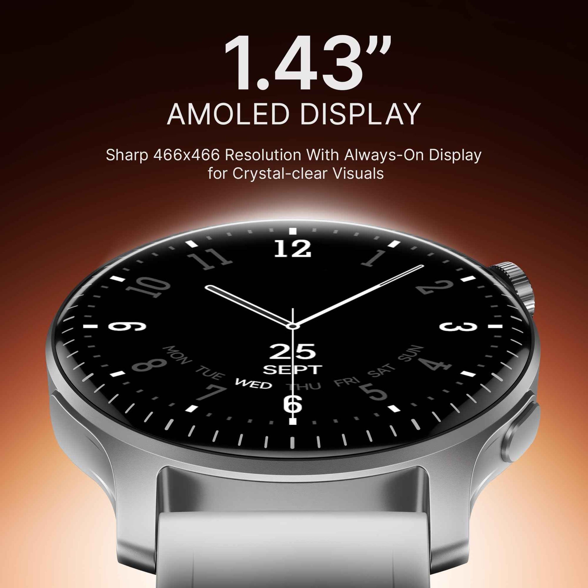 boAt New Launch Ultima Prime smartwatch with 1.43” AMOLED Display, Functional Crown, SOS, BT Calling, Notifications, IP68, Music & Camera Controls, 100+ Sports Modes, Watch Face Studio (Silver Mist) SaumyasStore