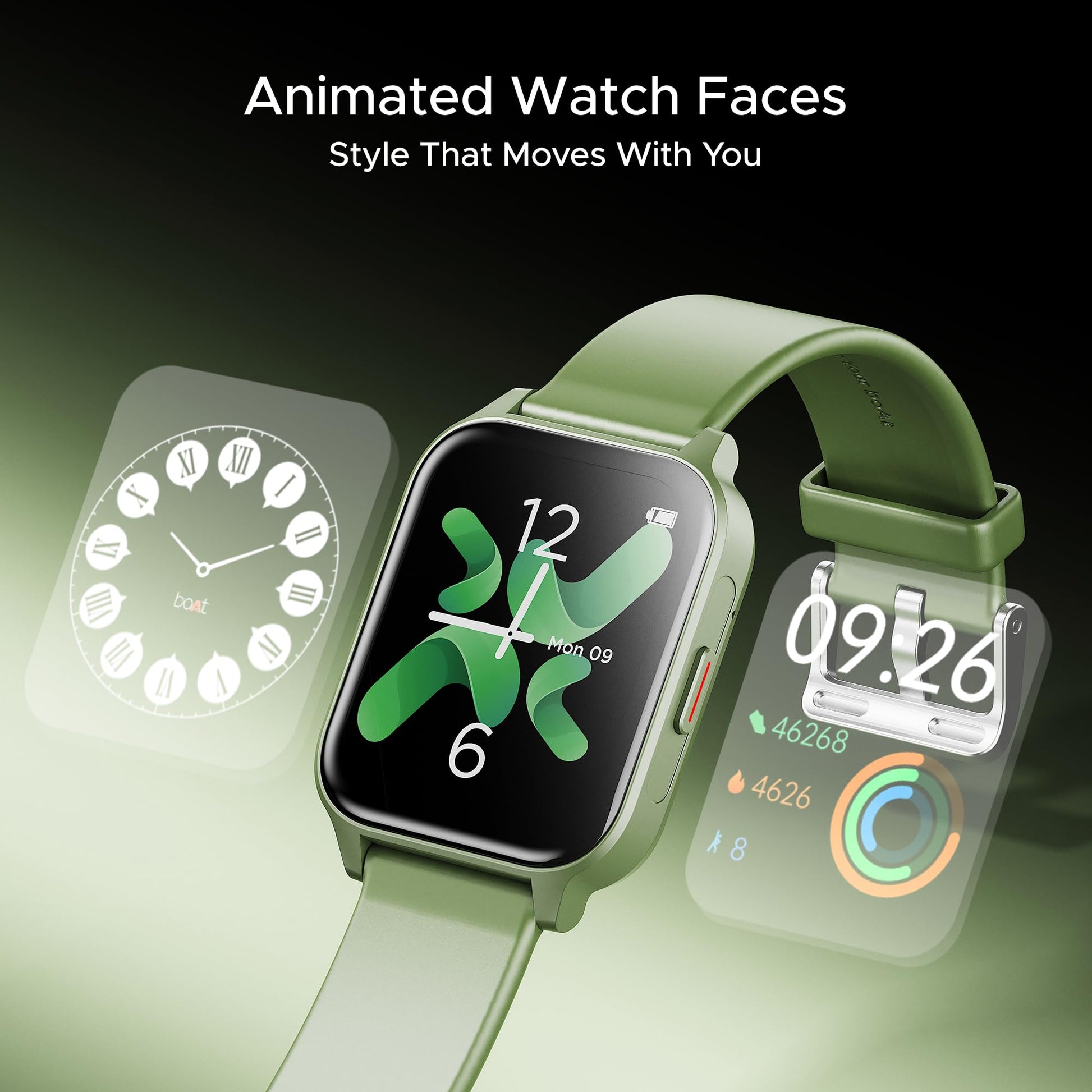 boAt Newly Launched Wave Call 2 Plus Smart Watch w/Bilingual Support (Hindi/English), 1.96”(4.97 cm) HD Display, BT Calling, 100+Sports Modes, Animated Watch Faces, Voice Assistant(Olive Green) SaumyasStore
