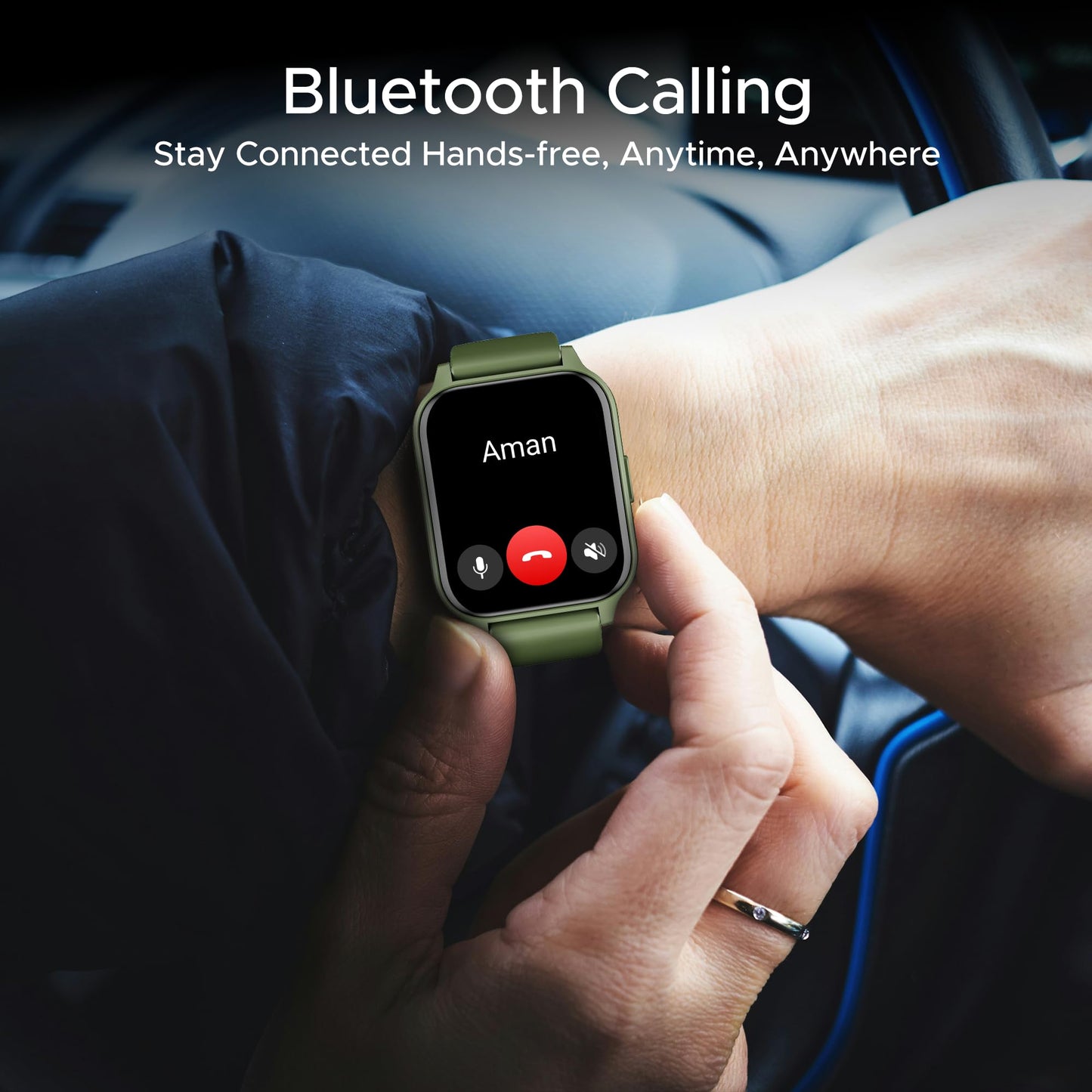 boAt Newly Launched Wave Call 2 Plus Smart Watch w/Bilingual Support (Hindi/English), 1.96”(4.97 cm) HD Display, BT Calling, 100+Sports Modes, Animated Watch Faces, Voice Assistant(Olive Green) SaumyasStore