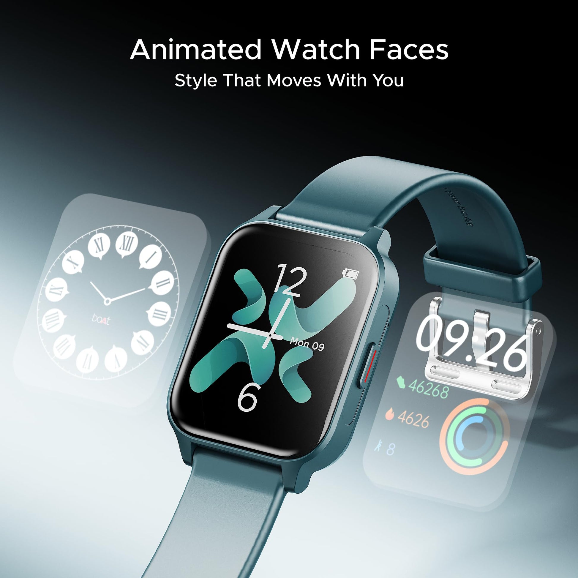 boAt Newly Launched Wave Call 2 Plus Smart Watch w/Bilingual Support (Hindi/English), 1.96”(4.97 cm) HD Display, BT Calling, 100+Sports Modes, Animated Watch Faces, Voice Assistant(Teal Blue) SaumyasStore