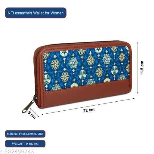NFI essentials Wallet for Women, Long Zipper Ladies Wallet, Clutch Wallet for Girls, Card Cash Coin Holder for Women