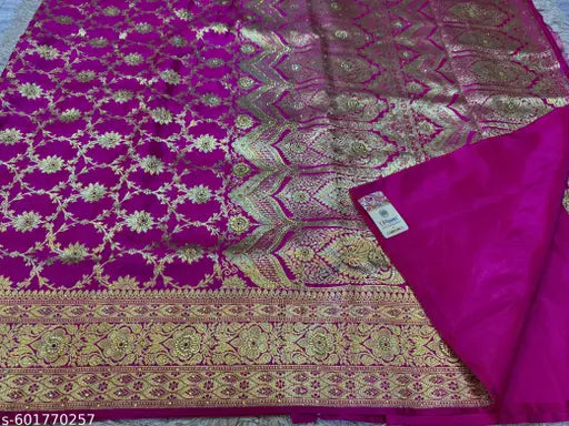 Rani pink banarasi wedding silk saree for bride and festival
