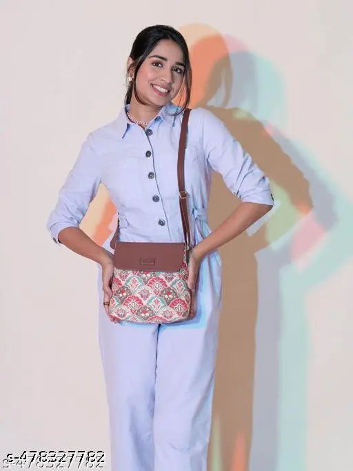 Zouk Mughal Art Multicolor Flap Sling Bag