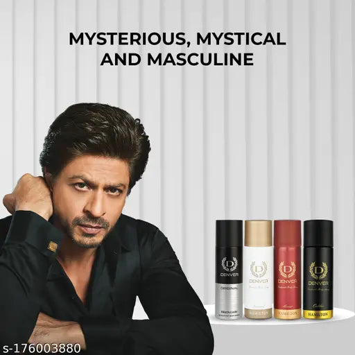 DENVER Black Code,Caliber,Honour & Imperial Nano Travel Size Pack Deo Perfume Body Spray - For Men  (50ml X 4 )