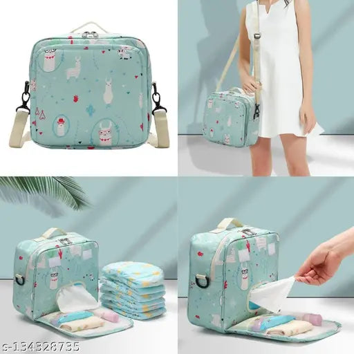 Baby Diaper Bag, Maternity Cartoon Baby Travel Diaper Changing Bags Reusable Multifunction (Pink Alpaca)