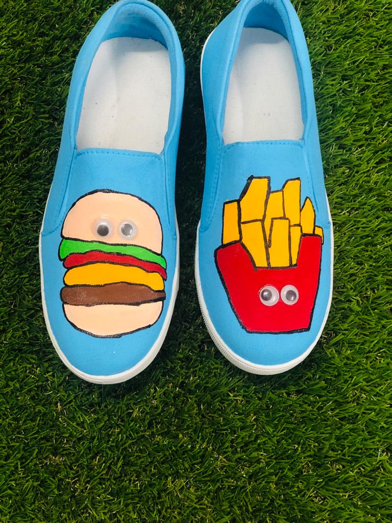 Burger Fries Junk Hand Printed Shoe - SaumyasStore