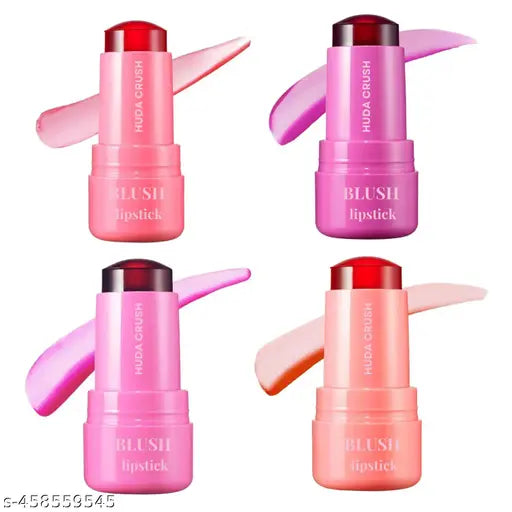 HUDACRUSH Lip Tint - 4 PCS Multicolor Lip Gloss Korean & Lip Oil for Girls & Women, Lip and Cheek Tint, Jelly Blush, Water Tint for Lips and Cheeks, Cheek Tint for Women
