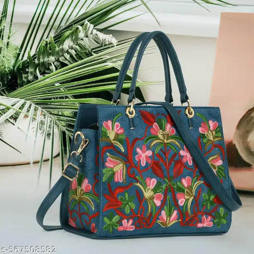 Exotic Floral Embrodery  Design Hand Bag