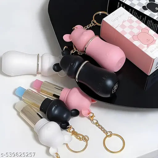 Gege Bear Sweet heart Lip Balm Keychain | Cute Bear Design | Hydrating & Tinted Lipstick | Korean Style Gloss | Mini Portable Lip Moisturizer for Girls & Women