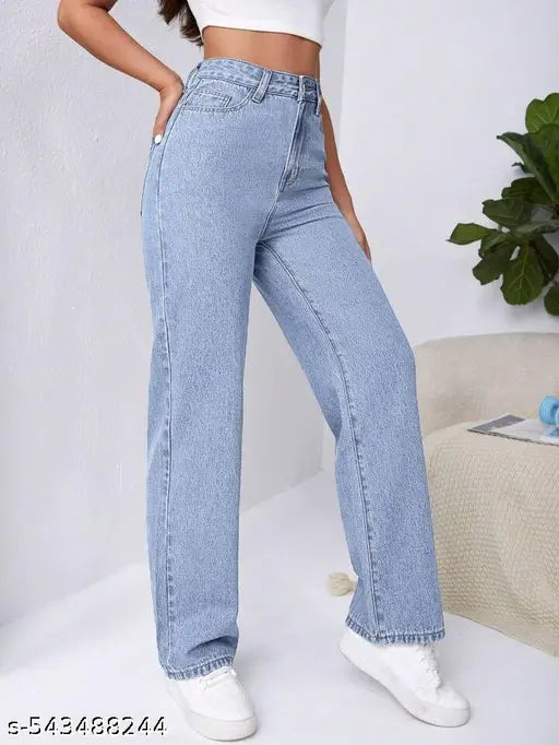 H&H Ice Blue Straight Fit Women’s Jeans – Non-Stretchable Denim for Casual & Daily Wear