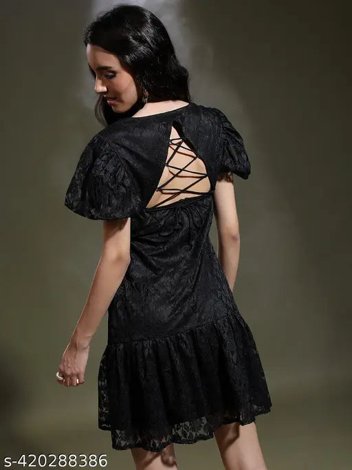 Ketch Women Black Solid Waist Dress