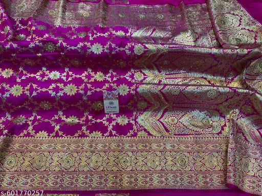Rani pink banarasi wedding silk saree for bride and festival