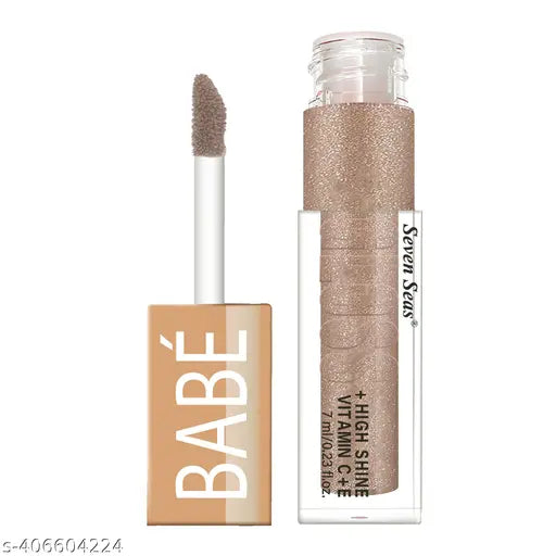 Seven Seas Babe Glittery Lip Gloss With High Shine Lip Color For Glossy Look |Lightweight Non Sticky Lip shiner For Moisturizing Lips (Rose,7ML)
