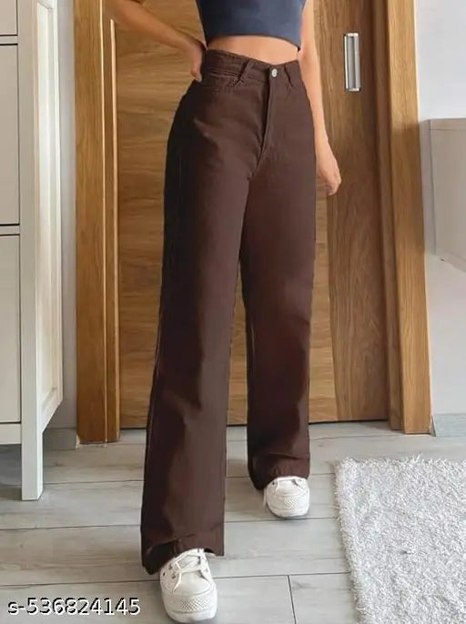 BROWN WIDE LEG JEANS FOR WOMEN