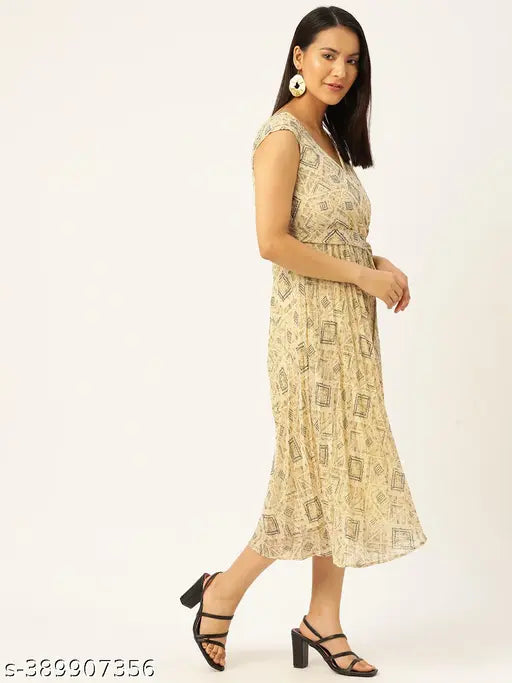 Slenor Women's Floral Shoulder Straps Yellow Dresses