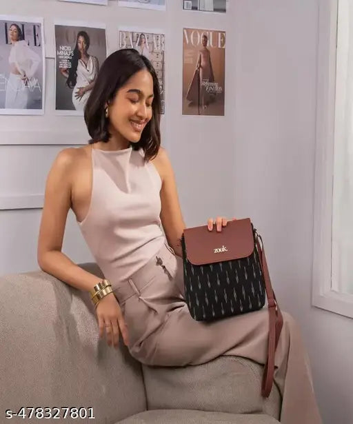 Zouk Ikat GreRed Flap Sling Bag