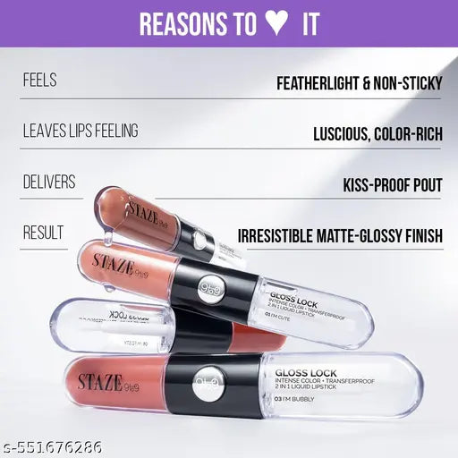 Staze 9to9 Gloss Lock 2-in-1 Liquid Lip Gloss 06 I'M Feisty  7g