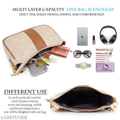 GRAADA Synthetic Leather Stylish Fancy Design Shoulder Crossbody Purse College Handbag For Women