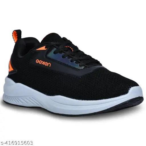 Paragon Eeken Black Lightweight Soft Cushioned Sports Shoes for Men