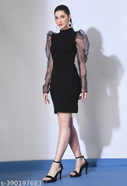 Women Bodycon Black, White Dress