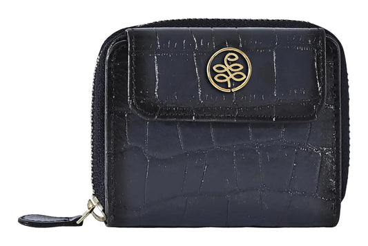 eske Eva - Tri Fold Wallet - Genuine Quilted Leather - Holds Cards, Coins and Bills - 8 Card Slots - Compact Design - Pockets for Everyday Use - Travel Friendly - Water Resistant - for Women SaumyasStore