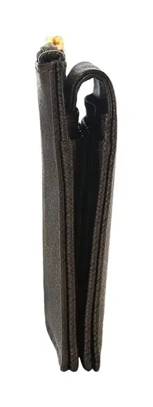 eske Kyle - Two fold Wallet - Genuine Quilted Leather - Holds Cards, Coins and Bills - Compact Design - Pockets for Everyday Use - Travel Friendly - for Women (Dark Brown Saffiano) SaumyasStore