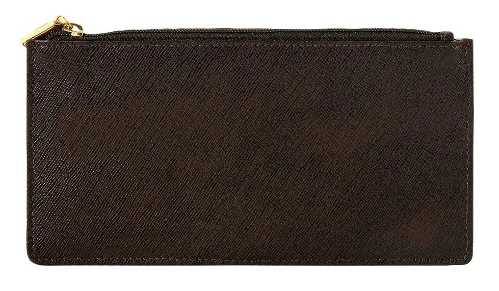 eske Kyle - Two fold Wallet - Genuine Quilted Leather - Holds Cards, Coins and Bills - Compact Design - Pockets for Everyday Use - Travel Friendly - for Women (Dark Brown Saffiano) SaumyasStore