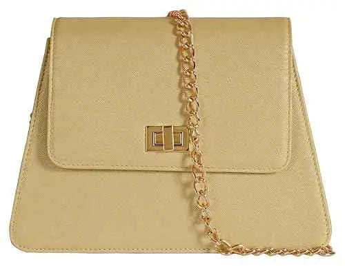 eske Sofia Vegan Leather Shoulder Bag (Gold Saffiano) SaumyasStore