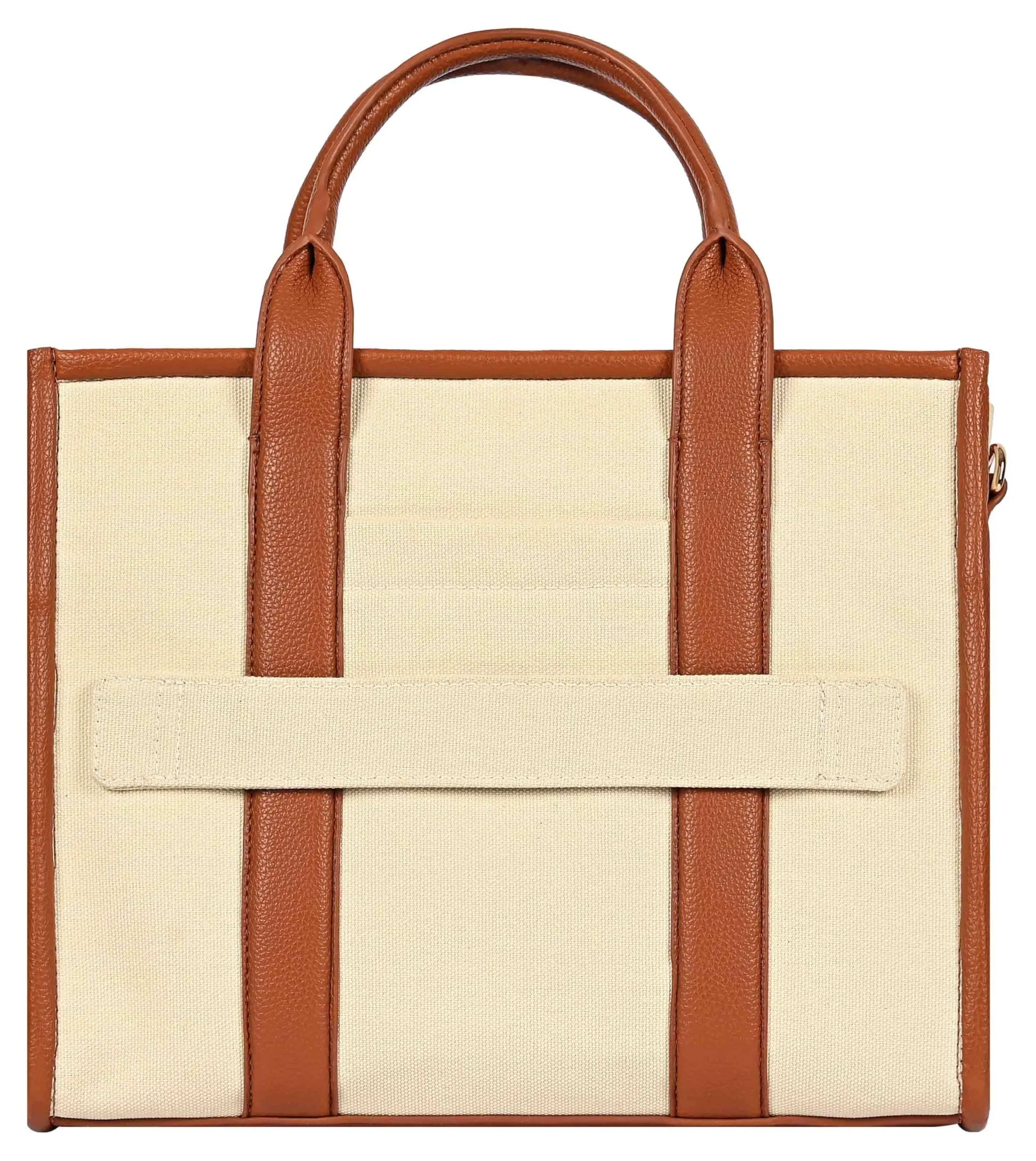 eske Trifine Vegan Leather Tote Bag for Women - Ladies Shoulder Bag - Spacious Compartments - Durable - Water Resistant - Adjustable Strap (Ivory Cognac) SaumyasStore