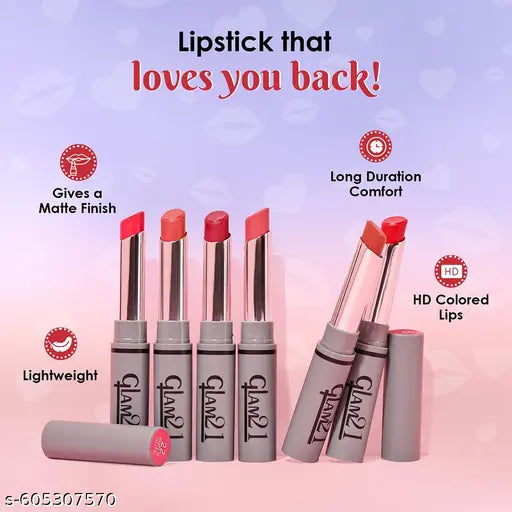 Glam21 Luxury Glam Collection Lipstick Set | Pack of 3 | Long-Lasting & Non-Transfer | Creamy Matte Formula | Smudge-Free | HD Color | Shades: Wine & Dine, Super Glitz & Rouge | 2gm Each