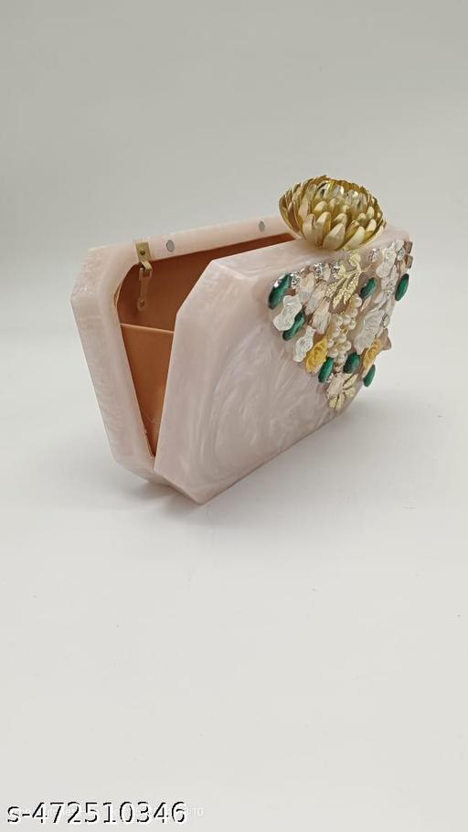 BEST INDIAN HANDICRAFT Designer & Stylish Stone Clutch for Women | Resin Embellished Stone Handmade Clutch Bag/Purse for Bridal Casual Party Wedding | Fancy Casual Women/Ladies Clutch Bag