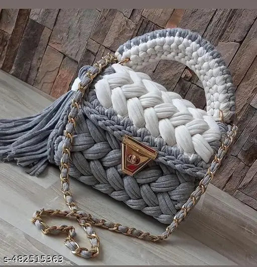 Handcrafted Ethnic Sling Bag with Intricate Tassel Detailing, Chain Shoulder Strap, and Elegant Design - Perfect for Casual and Formal Occasion