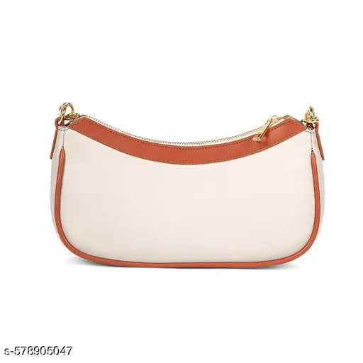 Berrylush Women Solid Beige Synthetic Leather Chain Detail Two Detachable Strap Shoulder & Sling Bag