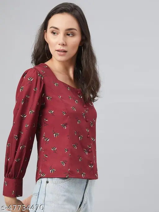 RARE Women's Floral Regular Maroon Shirts