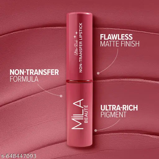 Mila Beaute Ultra Rich Transfer Proof Lipstick | Enriched With Aloe Vera & Grape Seed Extract | Velvety Texture, Lightweight & Highly Pigmented | Smudge Proof Lipstick (08 Naked Rose,  2.5g)