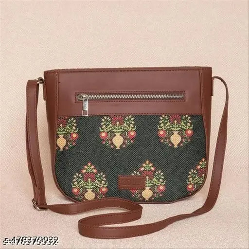 Zouk Royal Green Mogra Print U-Shaped Sling Bag