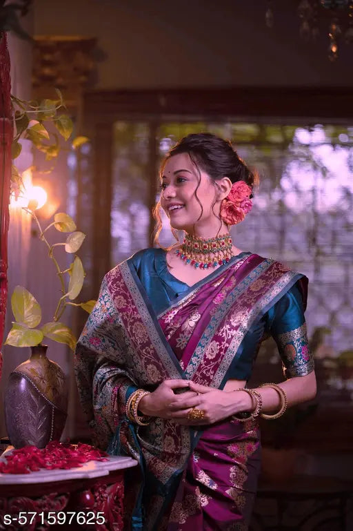 Women's Banarasi Silk Saree With Blouse Piece