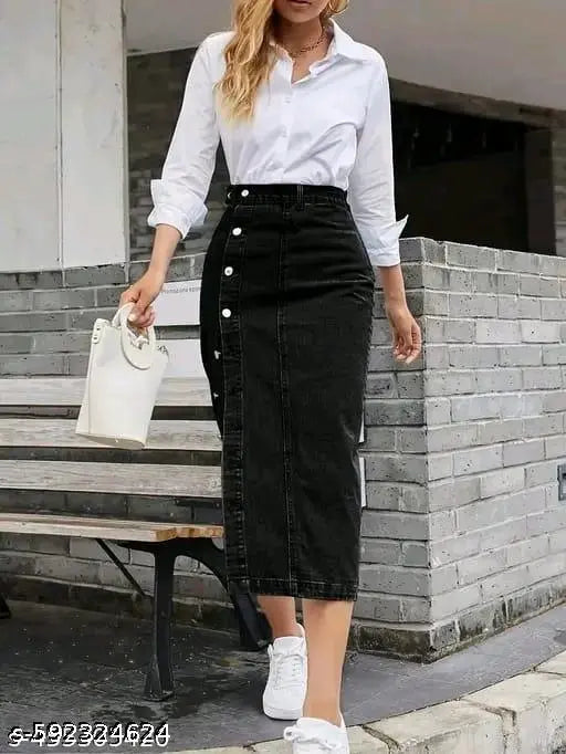 Woman High Waist Denim Skirt