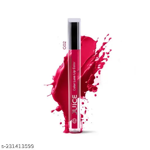 JUICE | Gloss Color Luxe Lip Color | HD Shine Formulation With Goodness of Bio Retinol, Moisturising lock technology, SPF 15 (WARM RED G02)