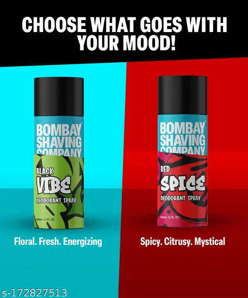 Bombay Shaving Company Perfume Body Spray For Men| Red Spice and Black Vibe | Deodorant for Men Fragrance | 150ml each (Pack of 2)