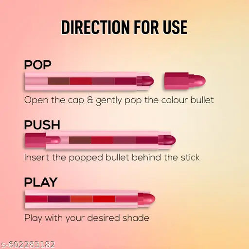 RENEE Everyday Fab 5 5-in-1 Lipstick | 5 Shades In 1 Stick, Matte Finish, Intense Colour Pay-off | Creamy Formula, Glides Easily, One Stroke Application | With Jojoba Oil & Vitamin E | 7.5 g