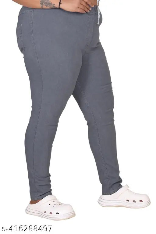 Plus Size Premium Quality Grey color Denim Jeggings.