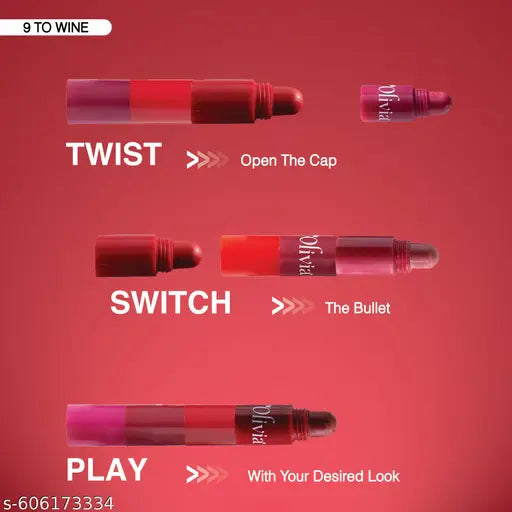 Olivia Pocket Glam Lip Color Stack 4 in1 - 9 to Wine